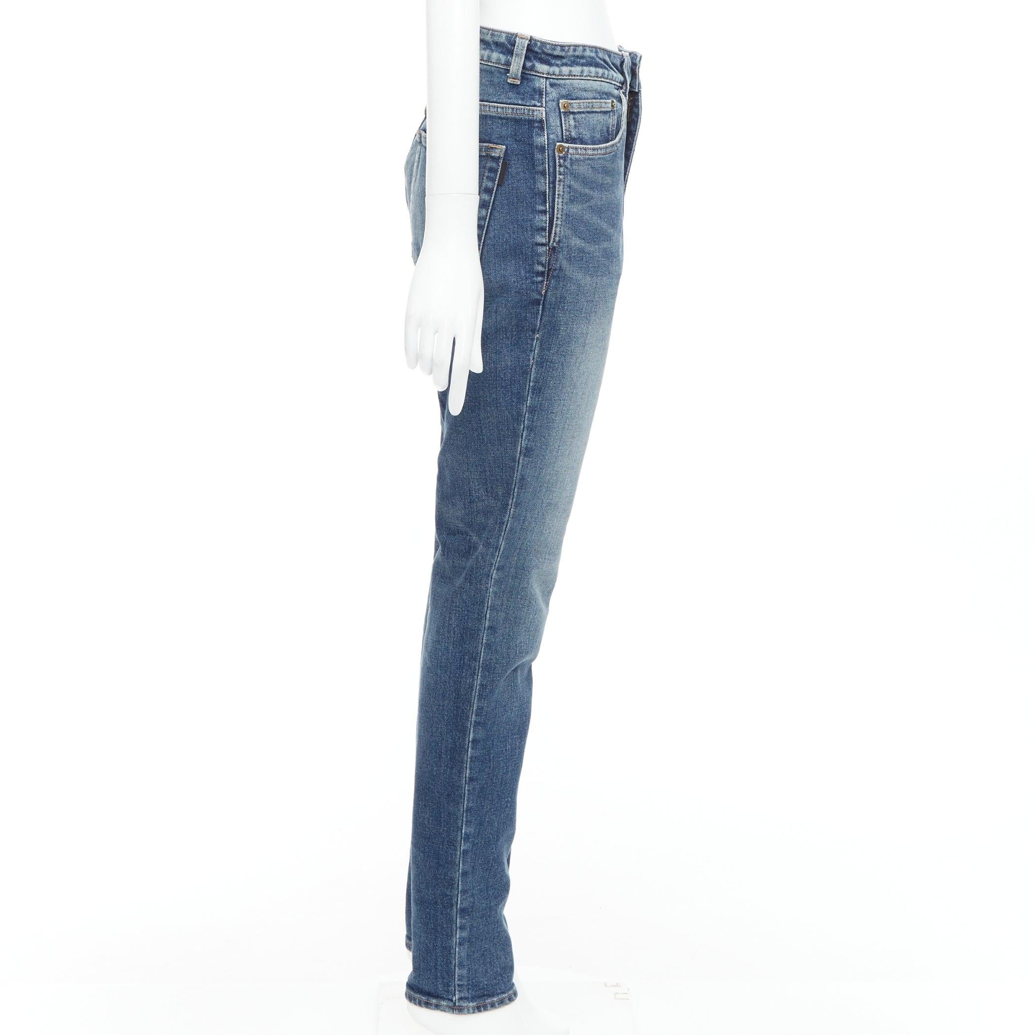 SAINT LAURENT D05 gewaschene blaue klassische Jeans mit schmaler Taille 29