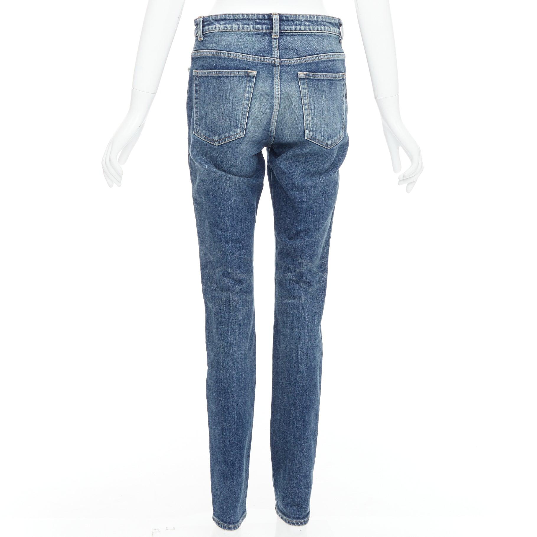 SAINT LAURENT D05 gewaschene blaue klassische Jeans mit schmaler Taille 29