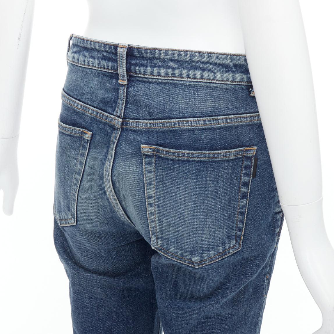 SAINT LAURENT D05 gewaschene blaue klassische Jeans mit schmaler Taille 29