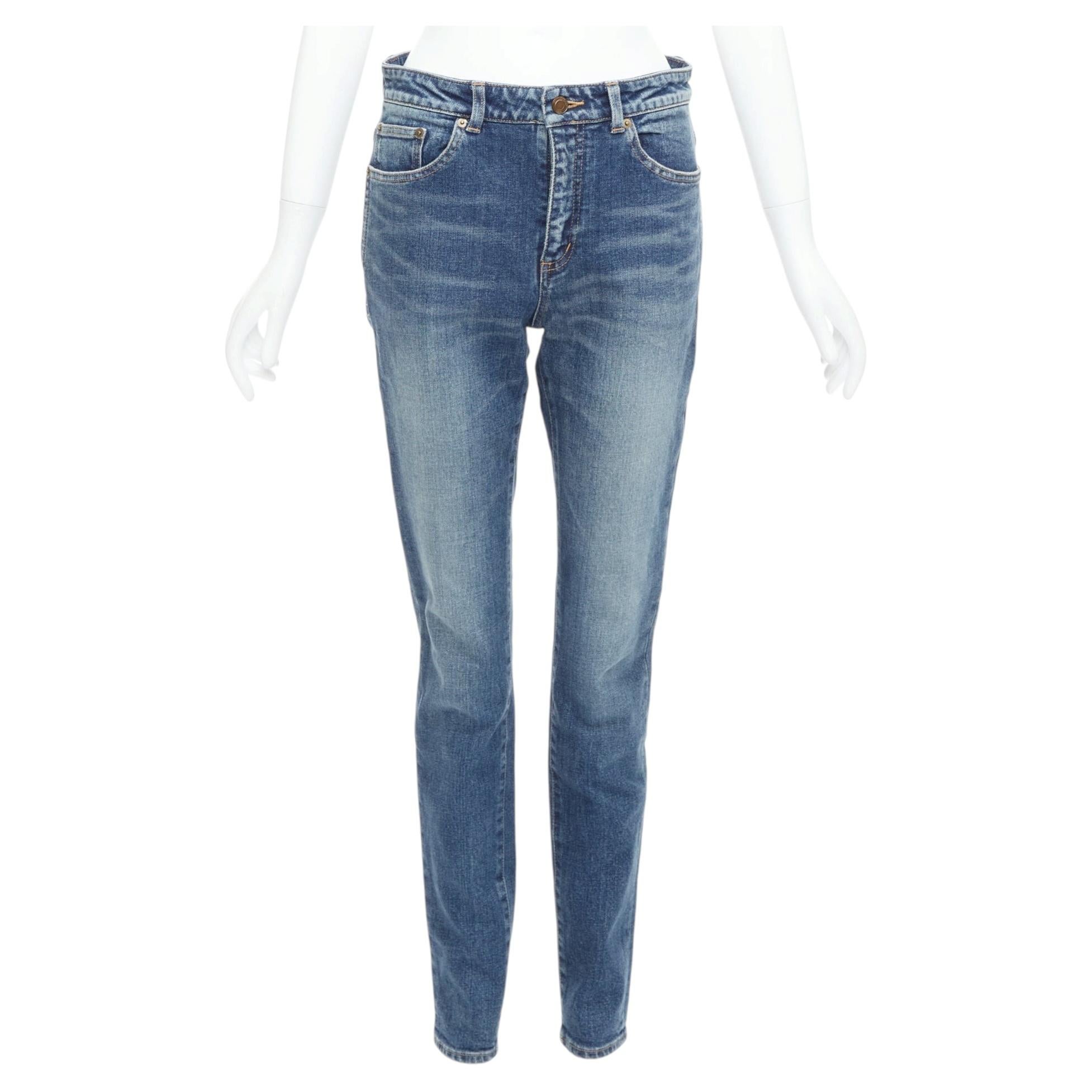 SAINT LAURENT D05 washed blue classic mid waist tapered jeans 29"