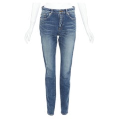 SAINT LAURENT D05 azul lavado vaqueros cónicos clásicos de cintura media 29