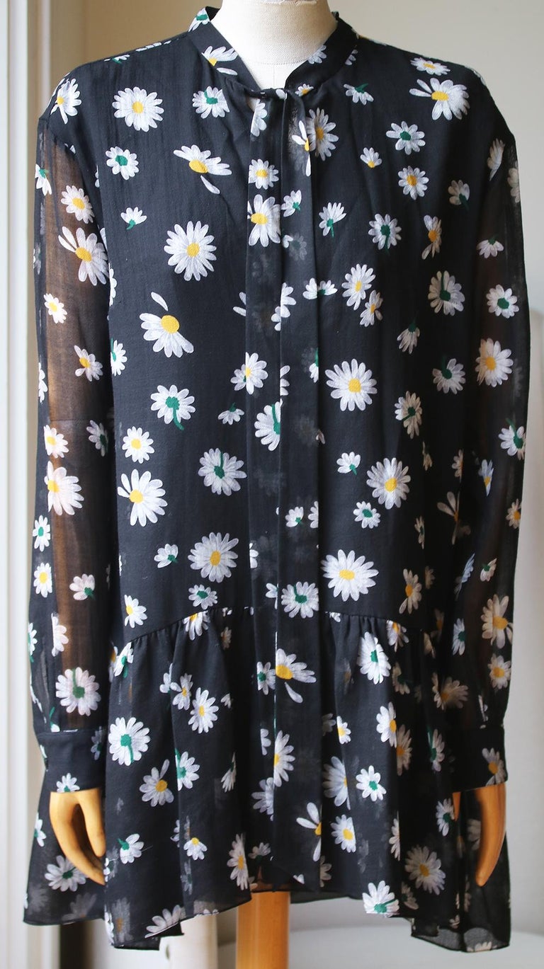 Saint Laurent Daisy-Print Wool Mini Dress For Sale at 1stDibs | saint ...