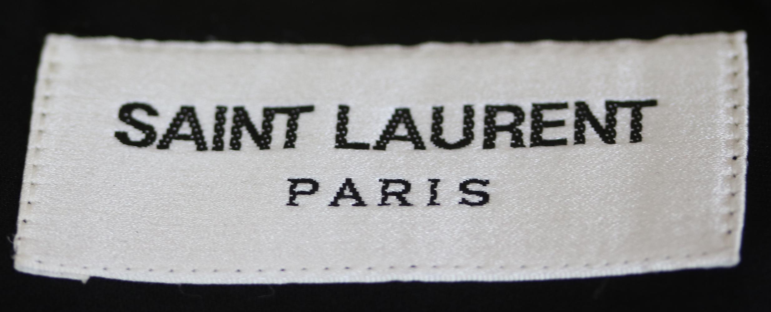Black Saint Laurent Daisy-Print Wool Mini Dress 