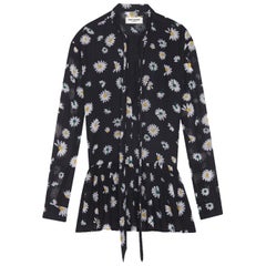 Saint Laurent Daisy-Print Wool Mini Dress