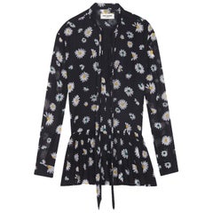 Saint Laurent Daisy-Print Wool Mini Dress 