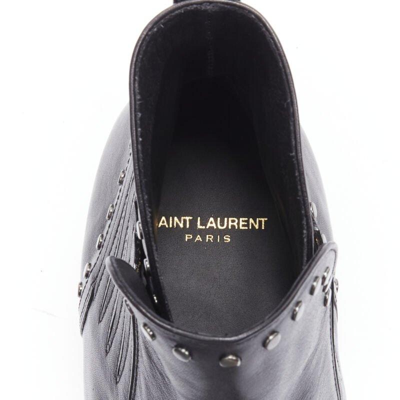 SAINT LAURENT Dakota 50 black leather studded western ankle boot EU43 7