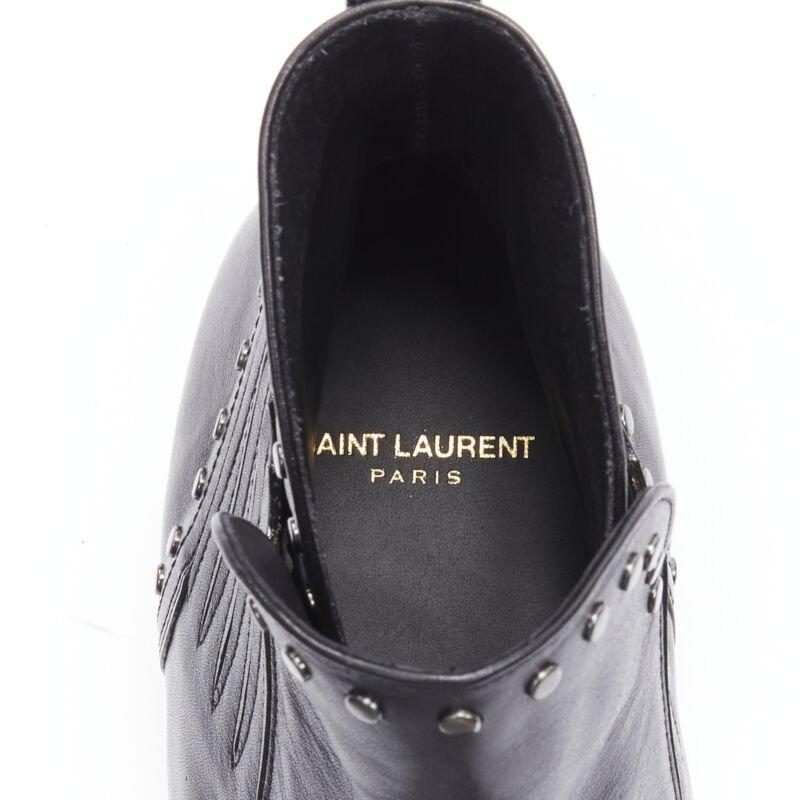 SAINT LAURENT Dakota 50 black leather studded western ankle boot EU43 For Sale 8