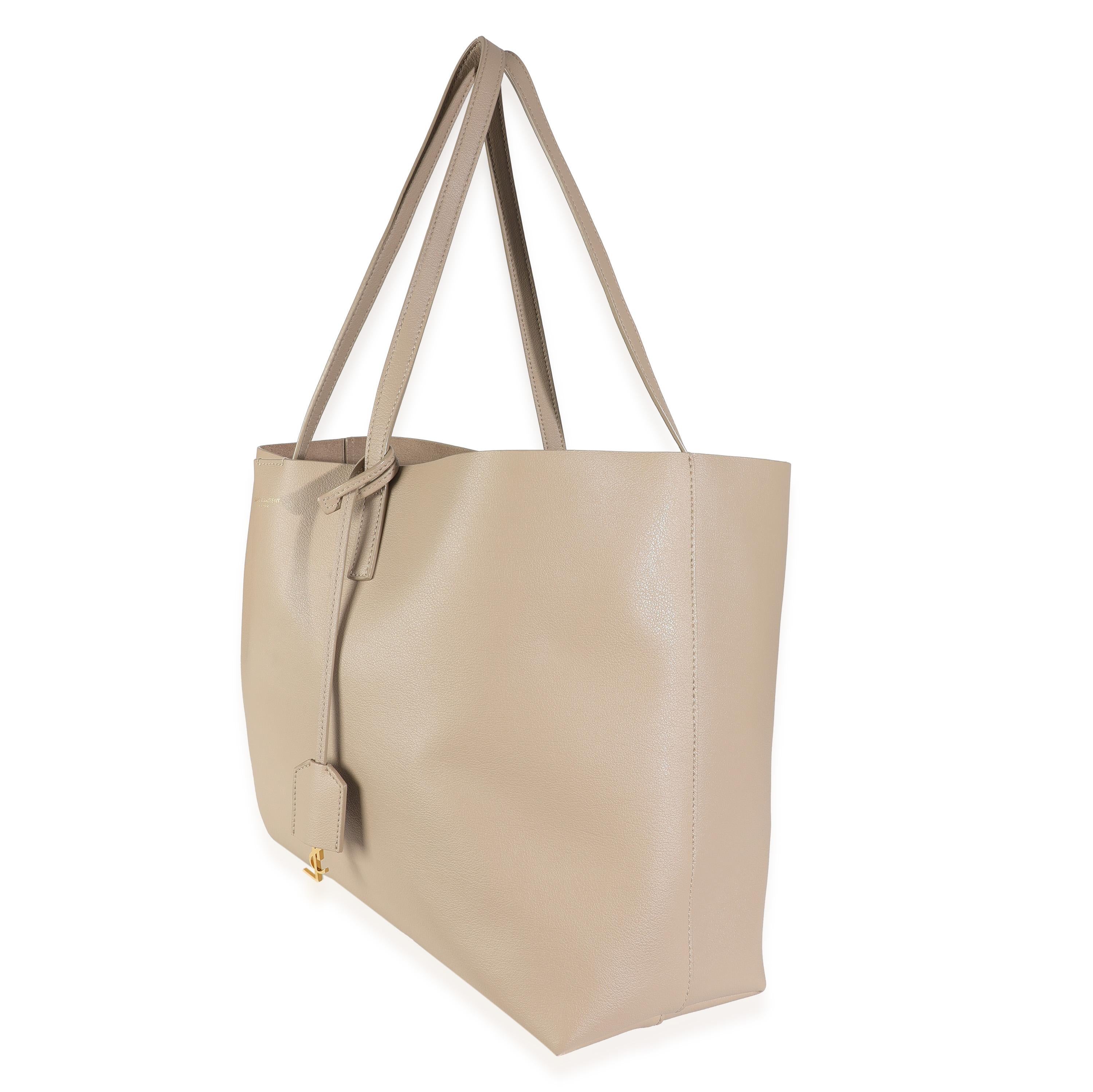 Women's or Men's Saint Laurent Dark Beige Calfskin Large Shopping Tote