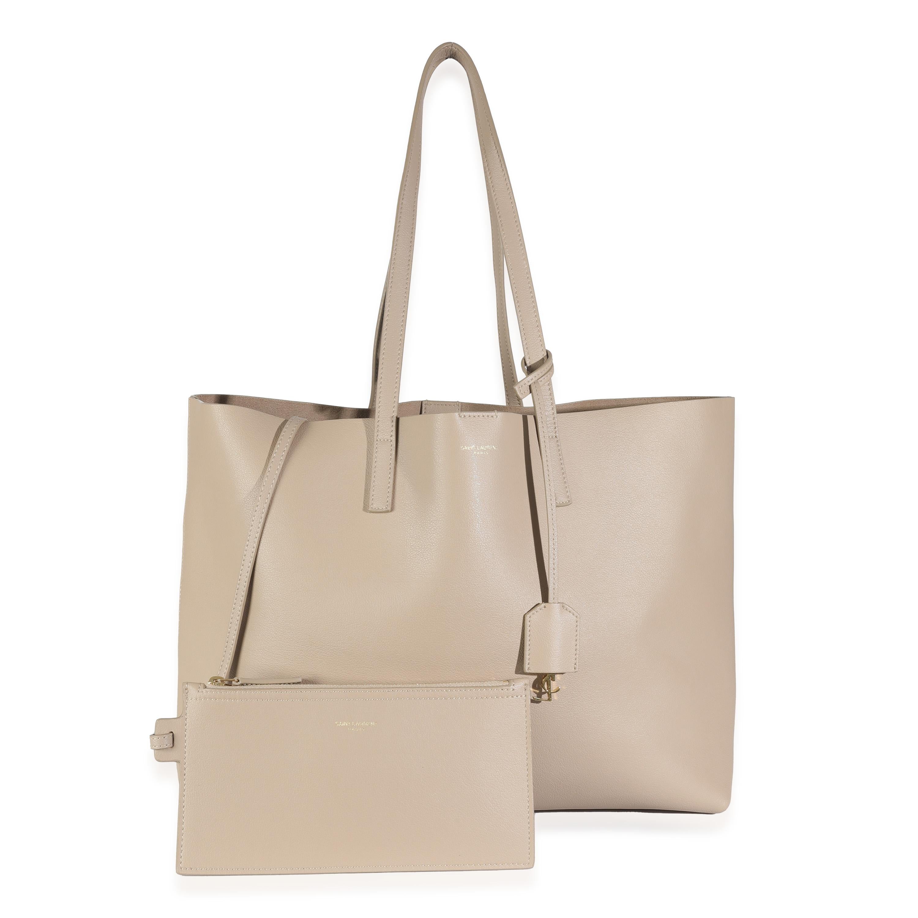 Saint Laurent Dark Beige Calfskin Large Shopping Tote 2