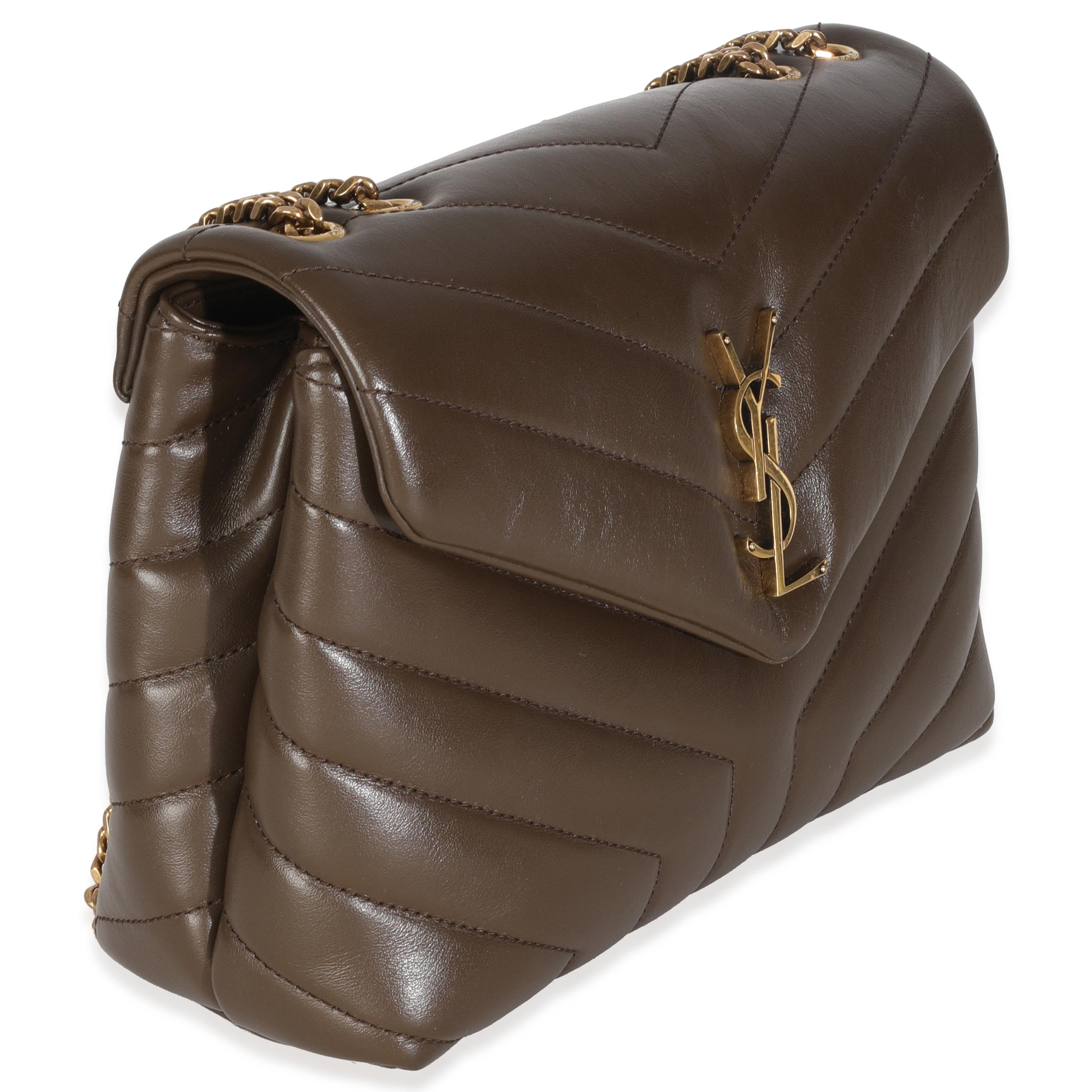 Saint Laurent Beige scuro in pelle di vitello Y Trapuntata Monogram Piccola Loulou Catena Satchel In condizioni buone in vendita a New York, NY