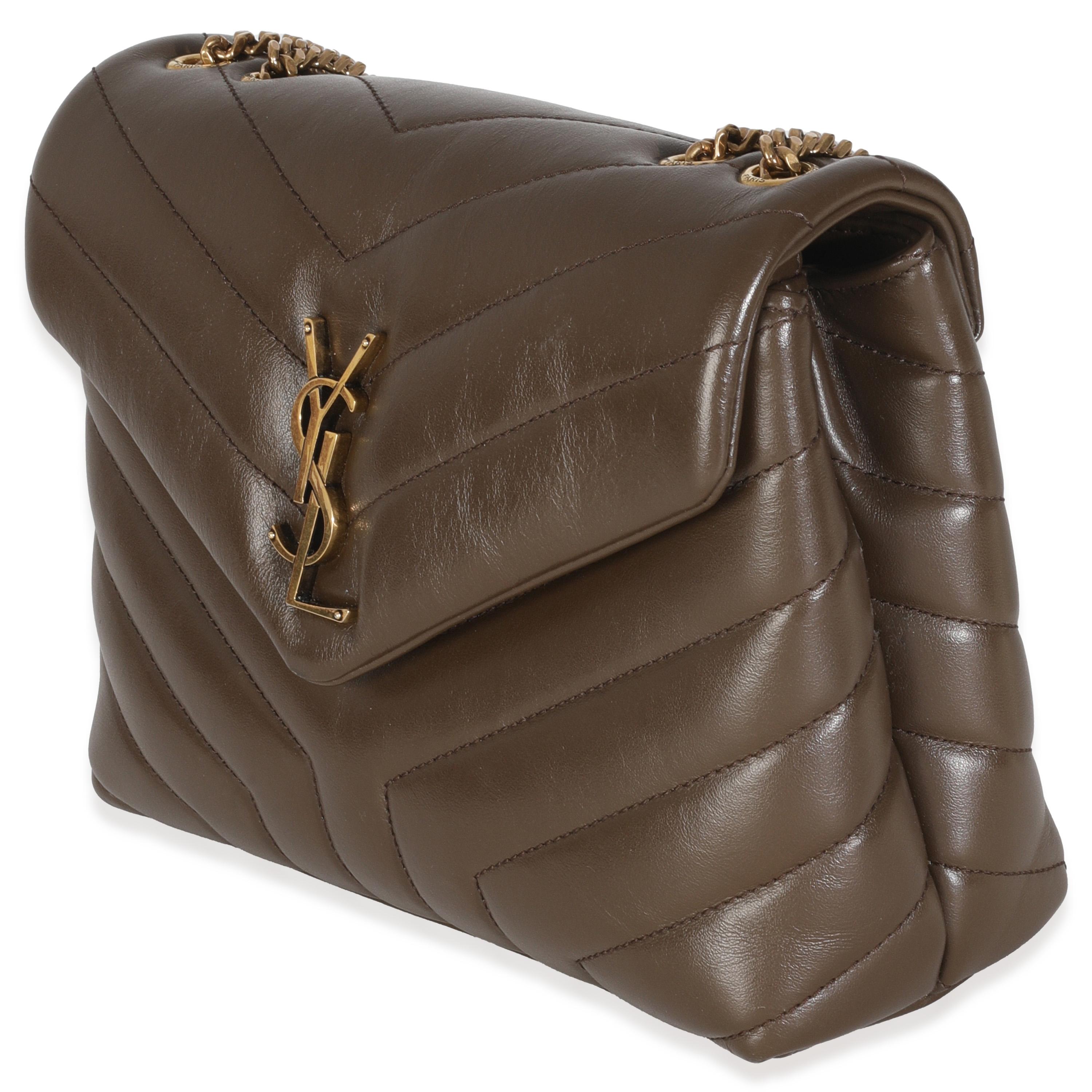 Donna Saint Laurent Beige scuro in pelle di vitello Y Trapuntata Monogram Piccola Loulou Catena Satchel in vendita