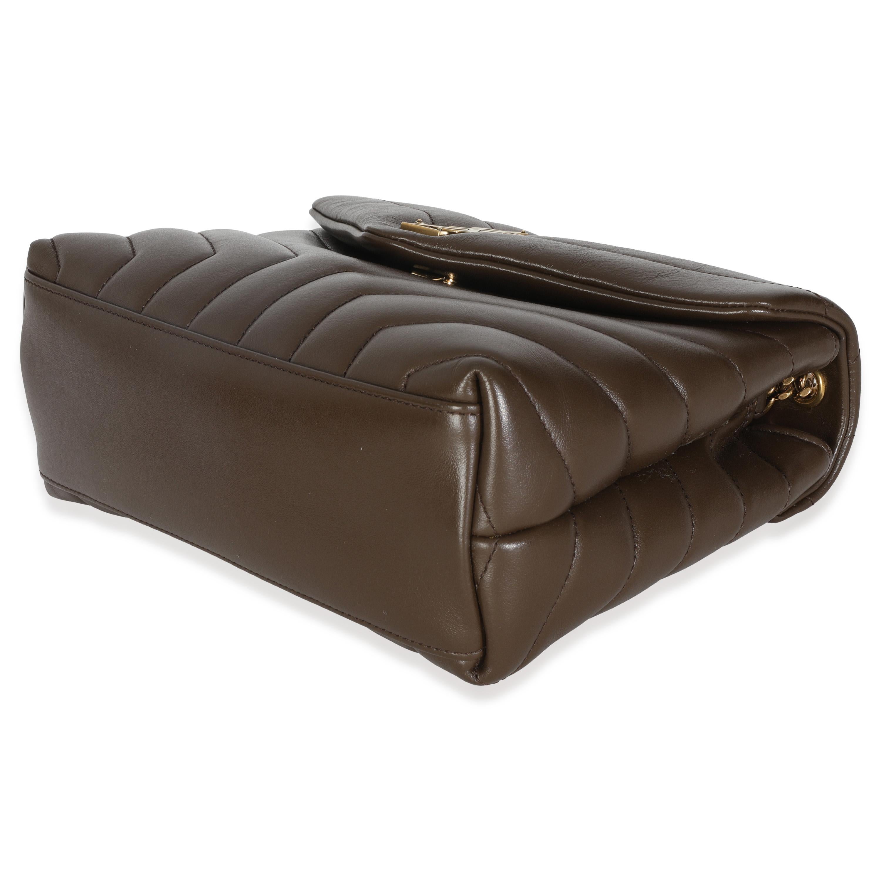 Saint Laurent Beige scuro in pelle di vitello Y Trapuntata Monogram Piccola Loulou Catena Satchel in vendita 1