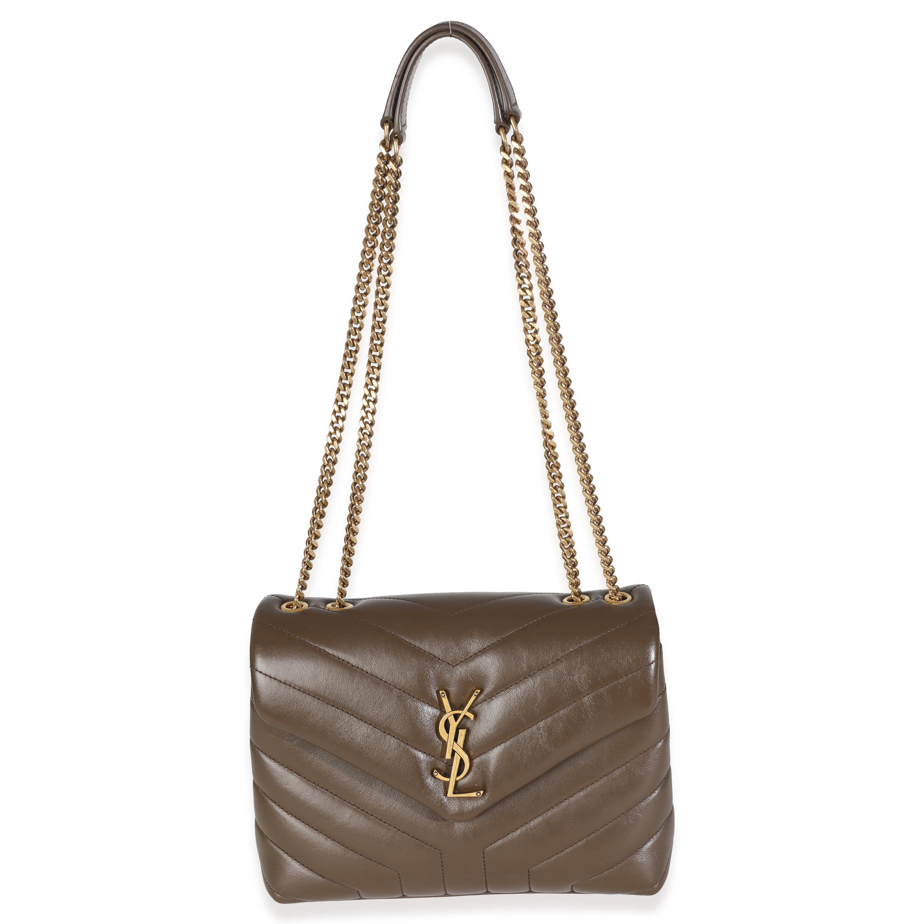 Saint Laurent Beige scuro in pelle di vitello Y Trapuntata Monogram Piccola Loulou Catena Satchel in vendita 2