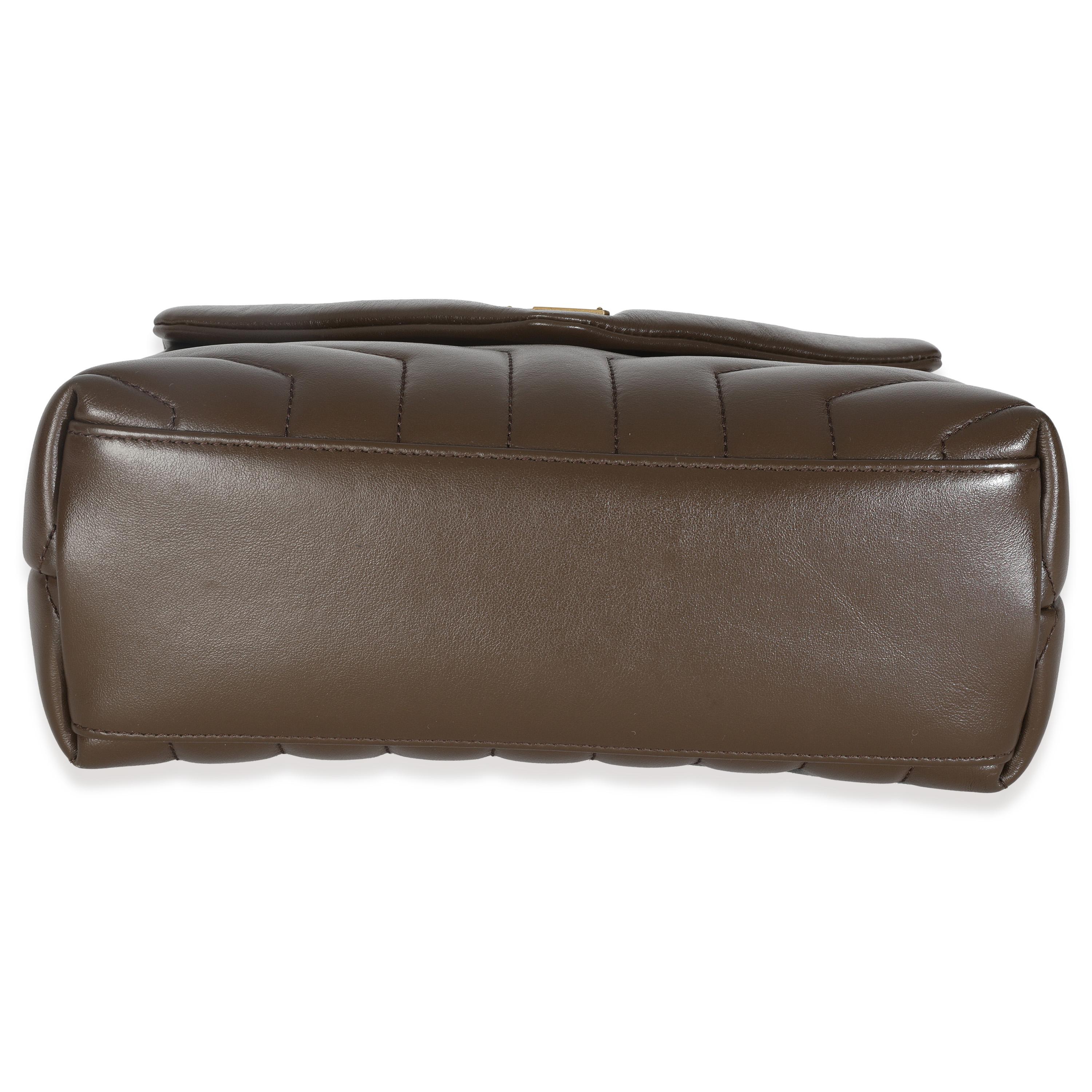 Saint Laurent Beige scuro in pelle di vitello Y Trapuntata Monogram Piccola Loulou Catena Satchel in vendita 4