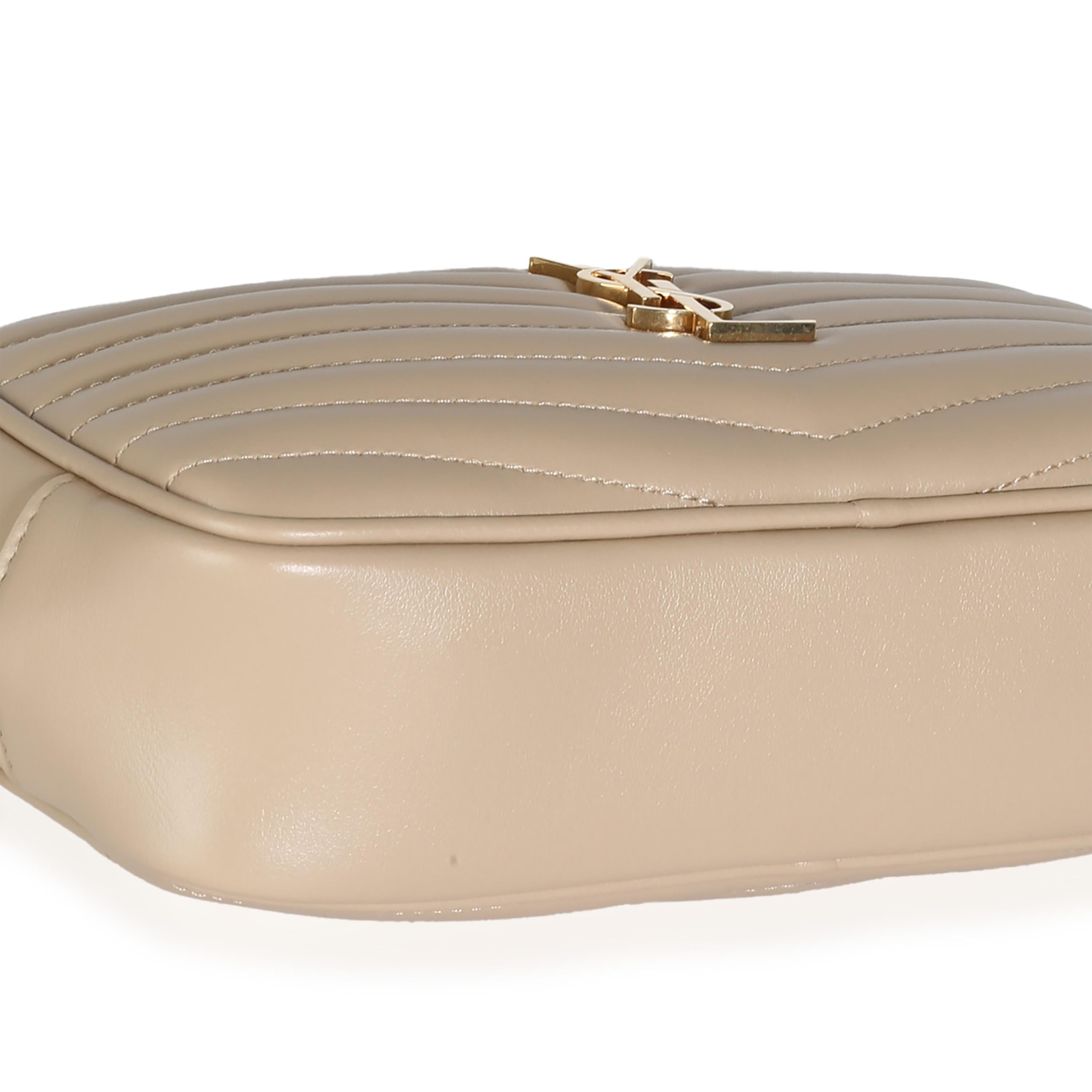 Saint Laurent Dark Beige Chevron Calfskin Mini Lou Crossbody Bag For Sale 3