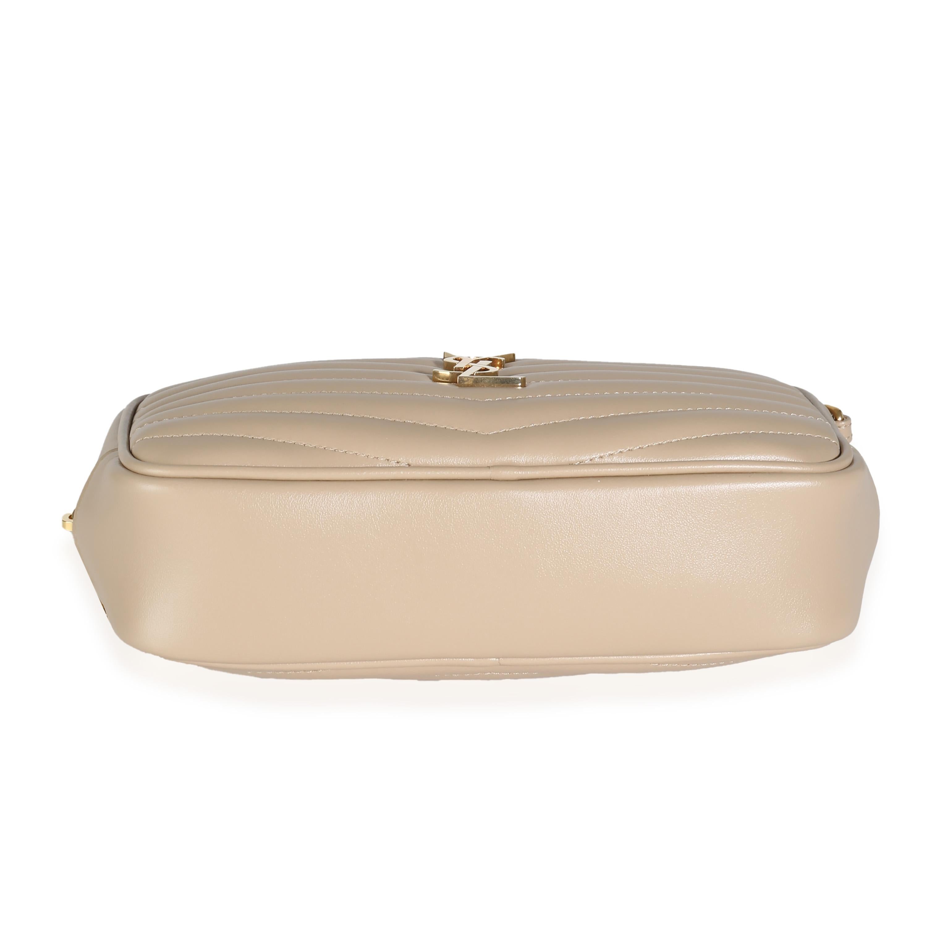 Saint Laurent Dark Beige Chevron Calfskin Mini Lou Crossbody Bag For Sale 4