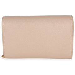 Saint Laurent Dark Beige Grain De Poudre Uptown Chain Wallet