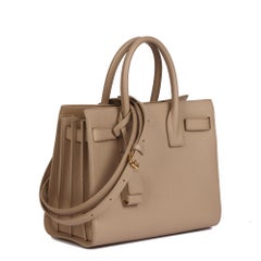 SAINT LAURENT Dark Beige Grained Calfskin Leather Baby Sac de Jour