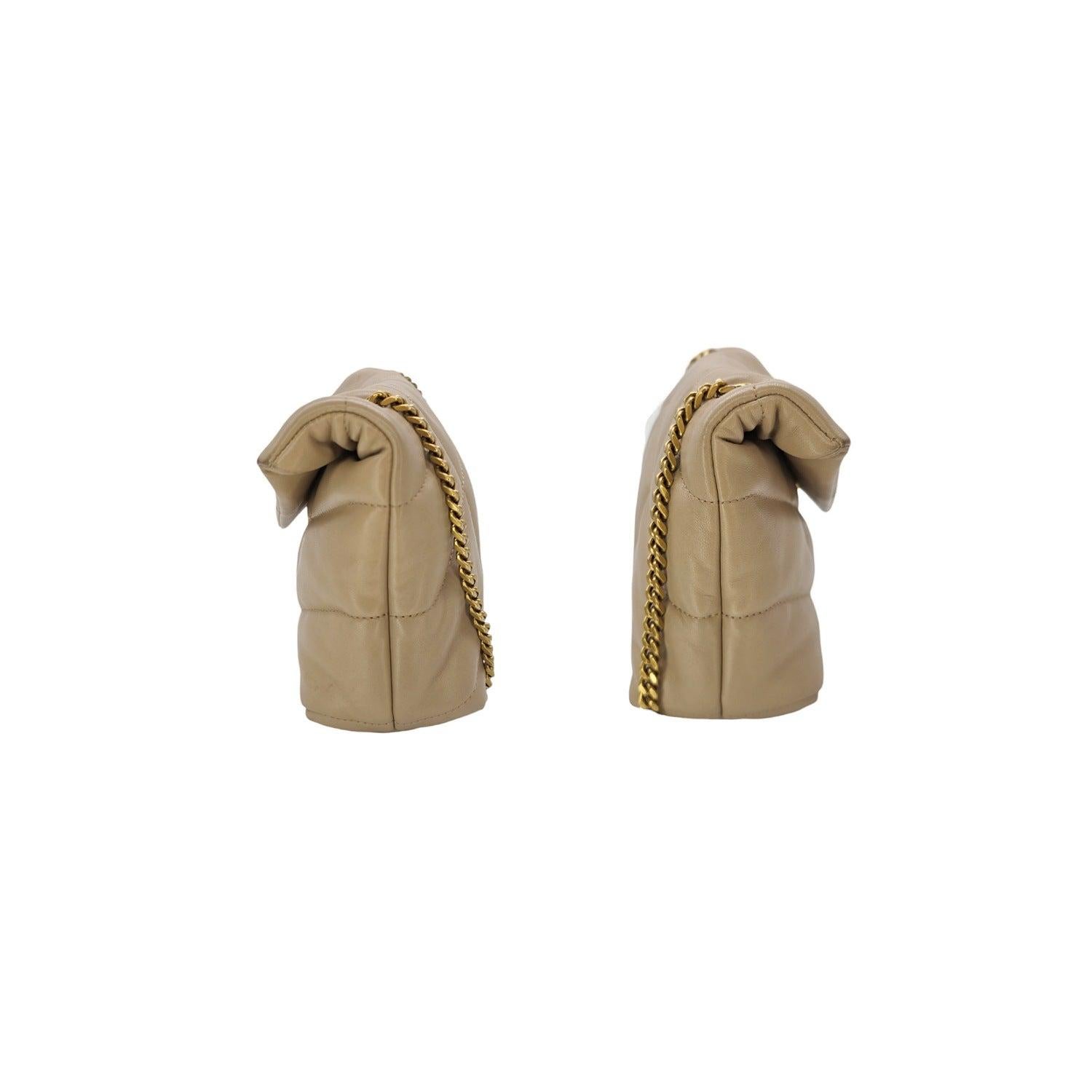 Saint Laurent Dark Beige Loulou Puffer Small Quilted Leather Shoulder Bag 1
