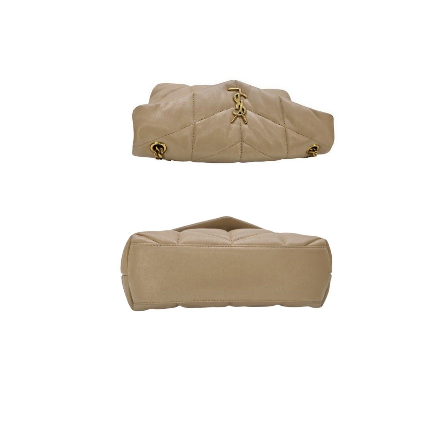 Saint Laurent Dark Beige Loulou Puffer Small Quilted Leather Shoulder Bag 2