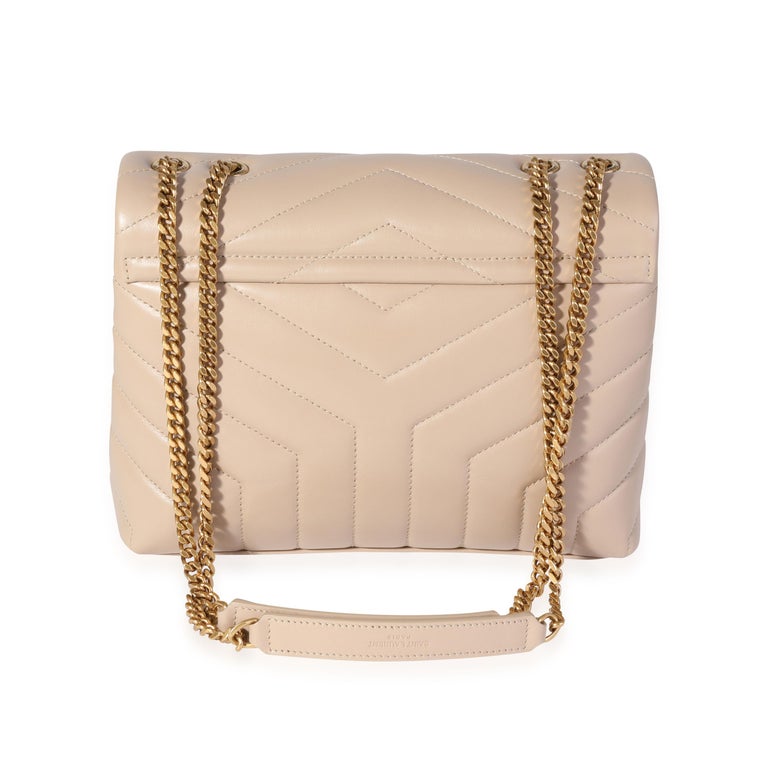 Saint Laurent LOULOU SMALL 25 IN BEIGE LAMBSKIN SILVER HARDWARE