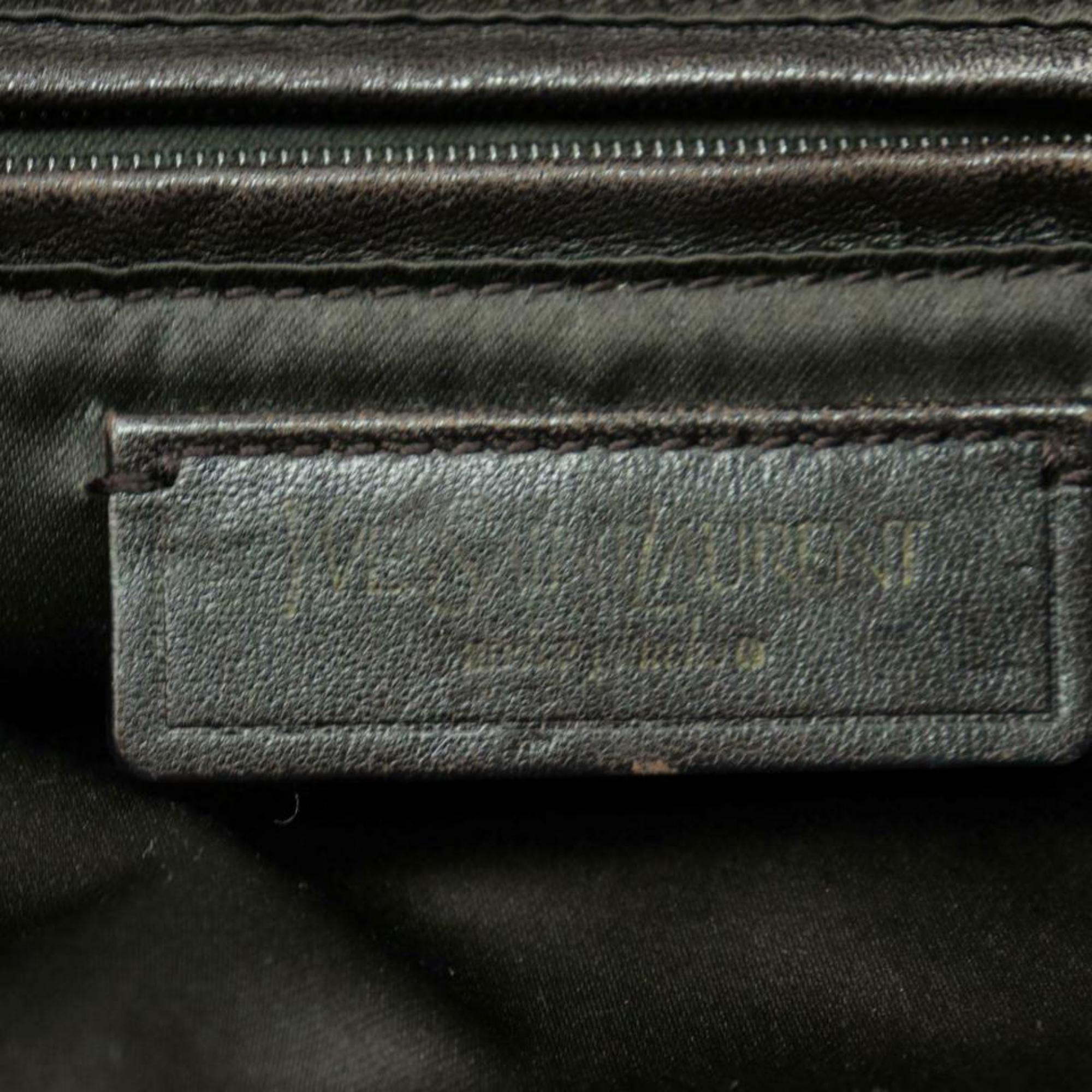 Saint Laurent Dark Bicolor Monogram Ysl Kahala 870200 Brown Canvas Tote In Good Condition For Sale In Forest Hills, NY