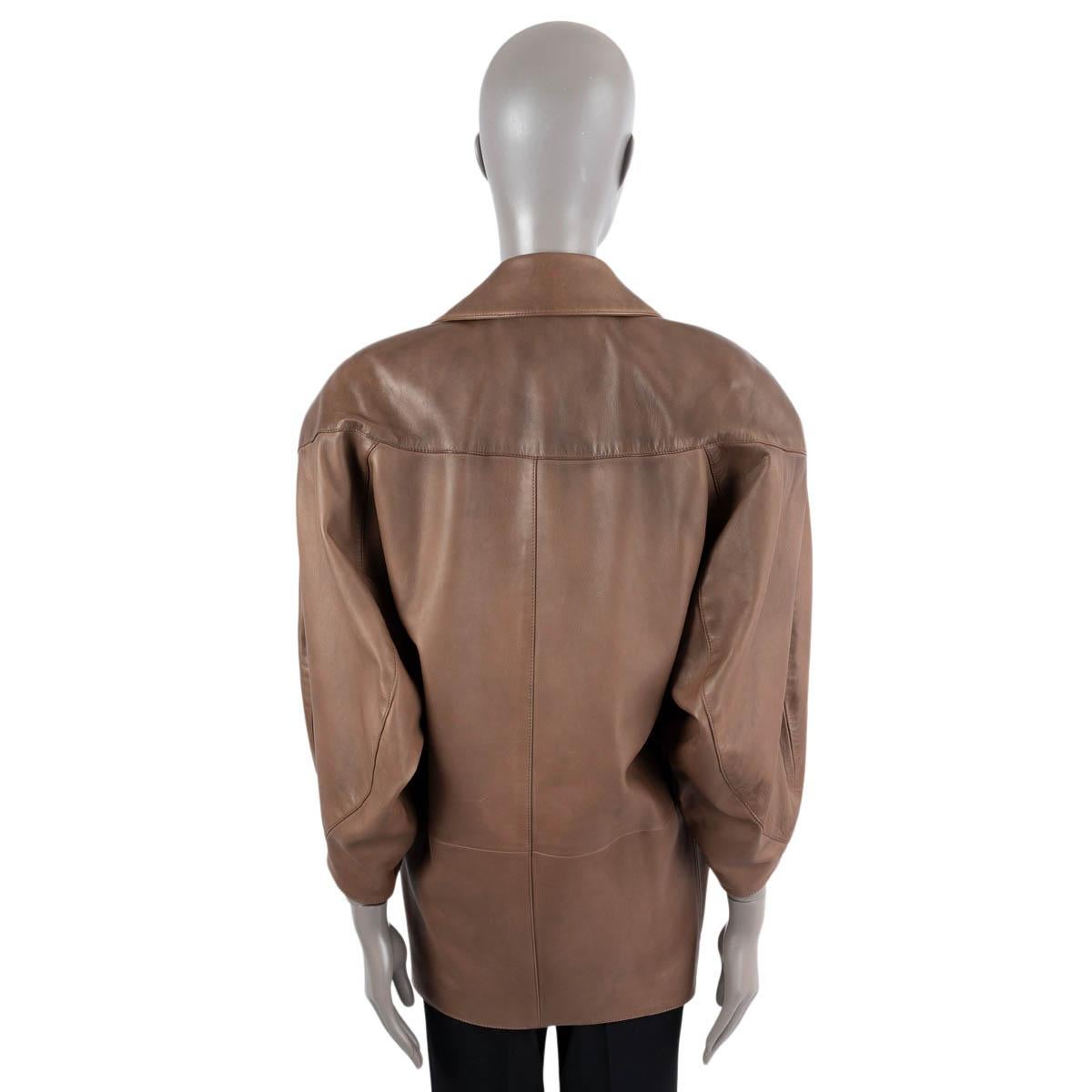 SAINT LAURENT dark brown leather 2023 OVERSIZED Blazer Jacket 38 S For Sale 1