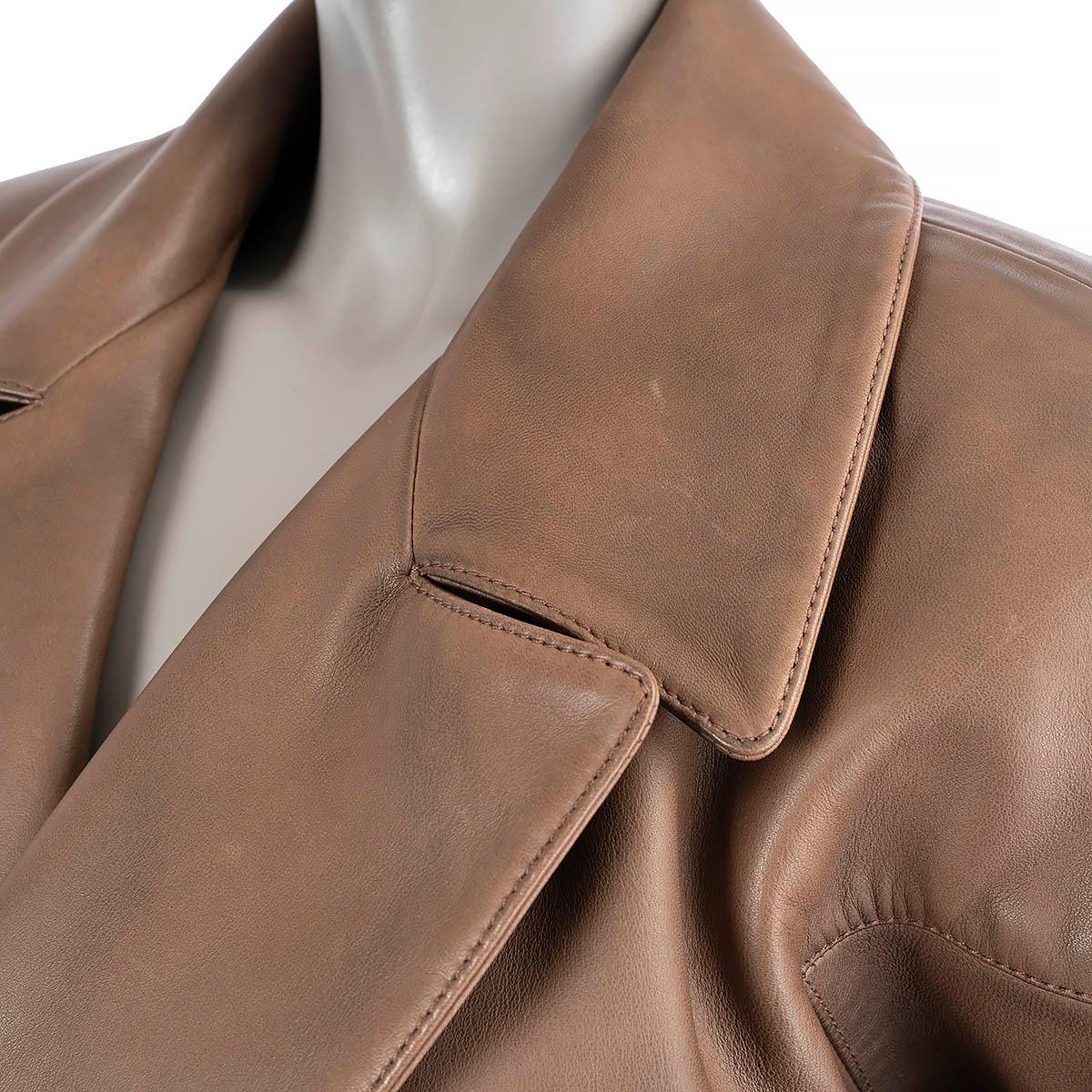 SAINT LAURENT dark brown leather 2023 OVERSIZED Blazer Jacket 38 S For Sale 2