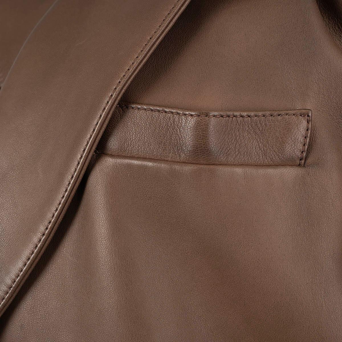 SAINT LAURENT dark brown leather 2023 OVERSIZED Blazer Jacket 38 S For Sale 3