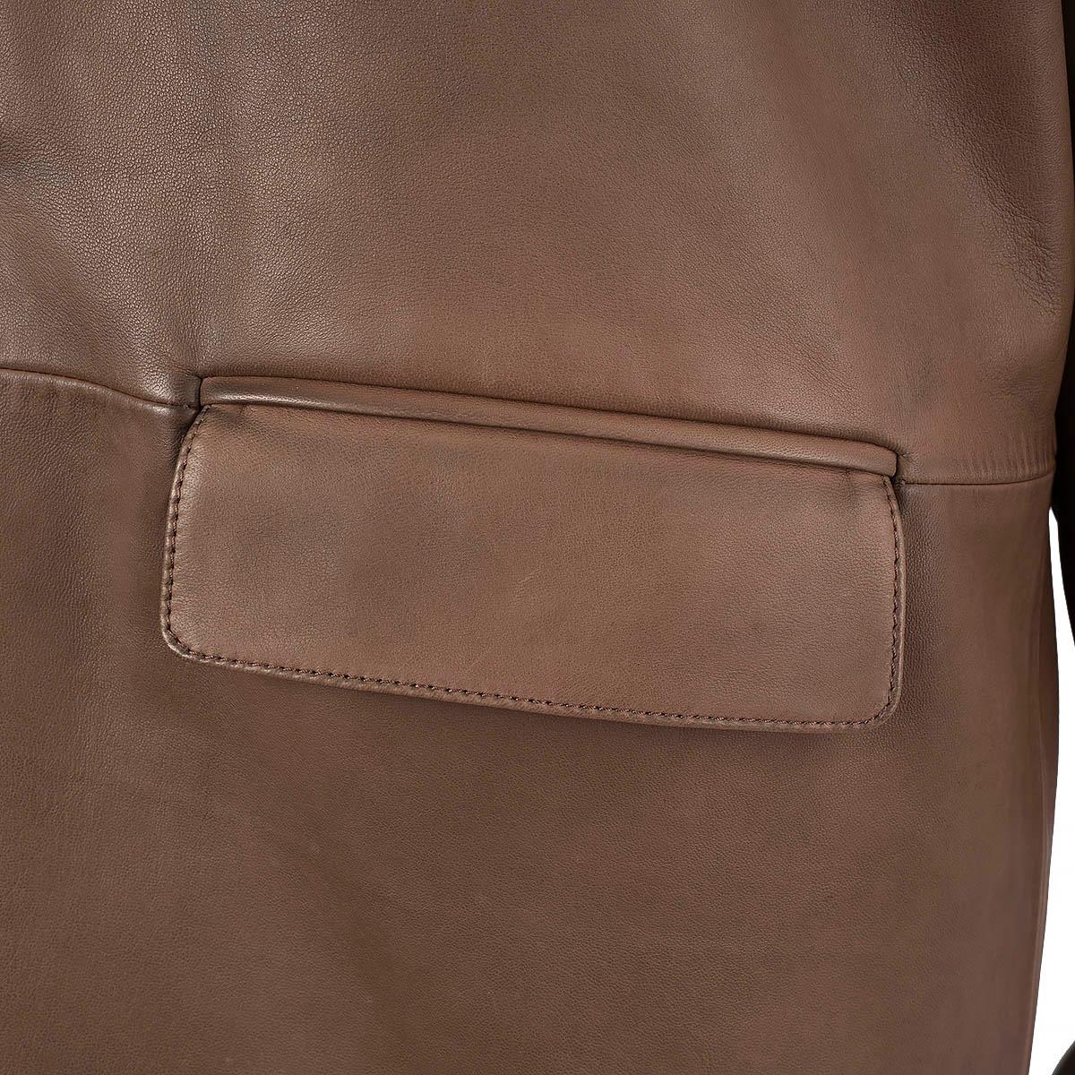 SAINT LAURENT dark brown leather 2023 OVERSIZED Blazer Jacket 38 S For Sale 4