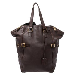 Saint Laurent Dark Brown Leather Large Downtown Tote