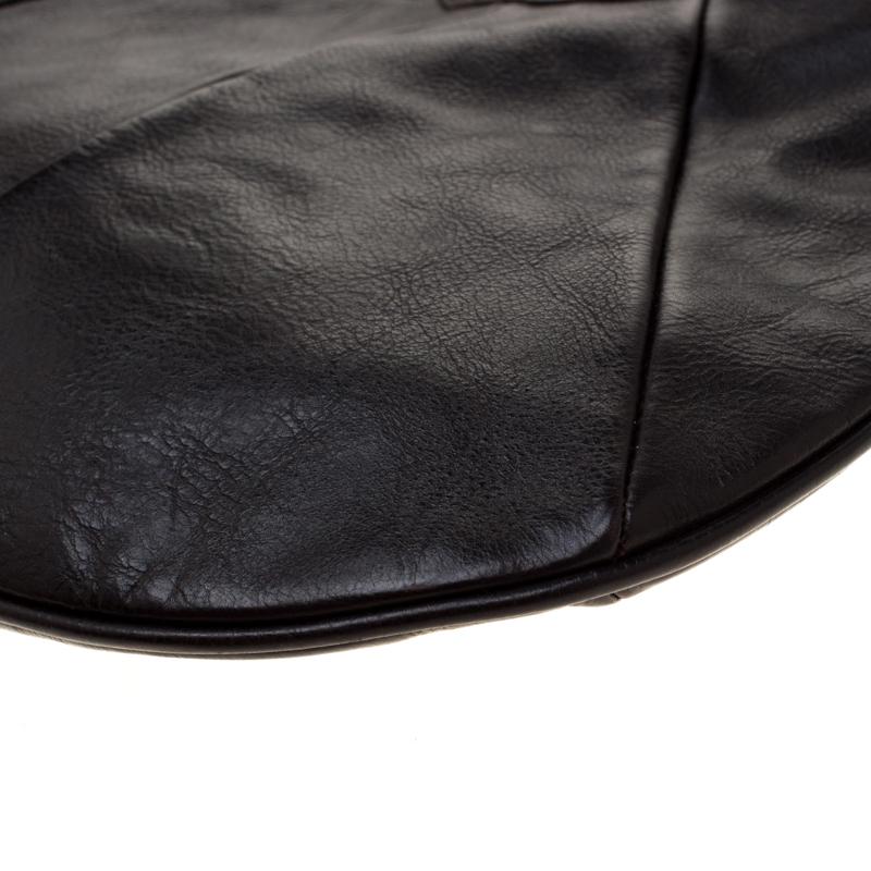 Saint Laurent Dark Brown Leather Mombasa Horn Hobo 5