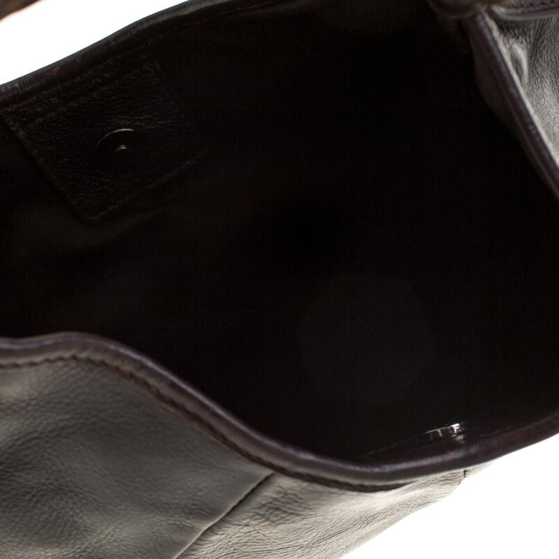 Saint Laurent Dark Brown Leather Mombasa Horn Hobo 3