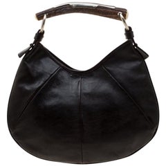 Saint Laurent Dunkelbraunes Leder Mombasa Horn Hobo