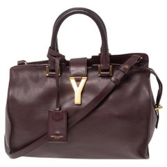 Saint Laurent Dark Brown Leather Small Cabas Chyc Tote