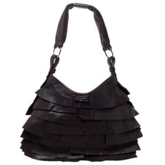 Saint Laurent Dunkelbraunes Leder Klein St. Tropez Hobo