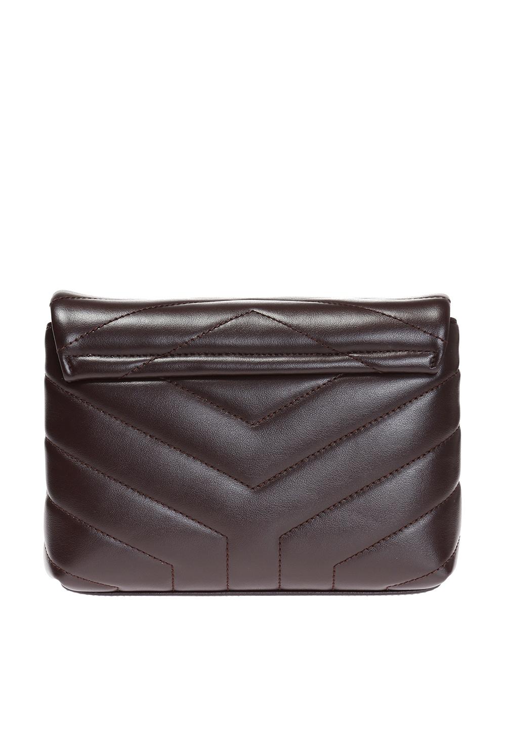 Saint Laurent Dark Brown / Plum Leather Loulou Toy Strap Shoulder Bag

This Saint Laurent monogram bag features Y-quilted overstitching, a removable and adjustable leather shoulder strap, magnetic snap fastening, and a front flap decorated with