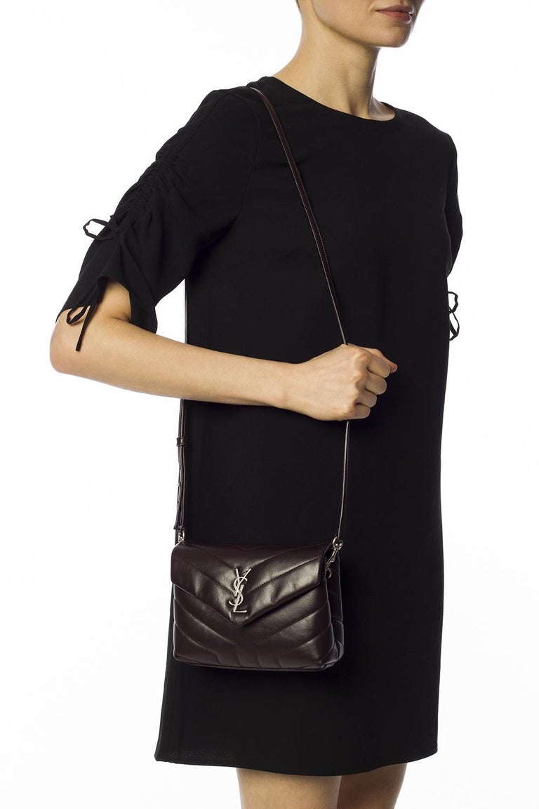 Saint Laurent Dark Brown / Plum Leather Loulou Toy Strap Shoulder Bag ...