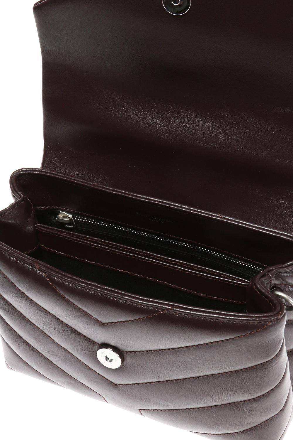Black Saint Laurent Dark Brown / Plum Leather Loulou Toy Strap Shoulder Bag