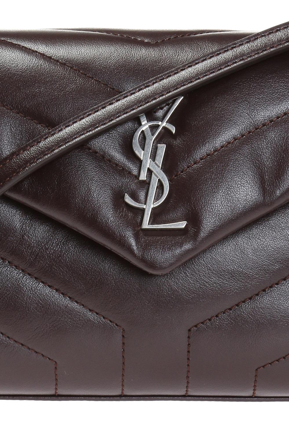 Saint Laurent Dark Brown / Plum Leather Loulou Toy Strap Shoulder Bag In New Condition In Paradise Island, BS