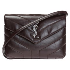 Saint Laurent Dark Brown / Plum Leather Loulou Toy Strap Shoulder Bag