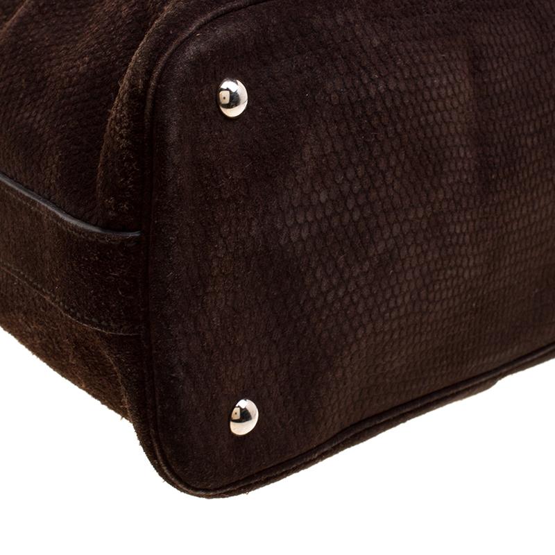 Saint Laurent Tote Muse media in pelle scamosciata marrone scuro 5