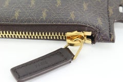 Saint Laurent Dark Brown YSL All Over Zip Pouch 26ys517s