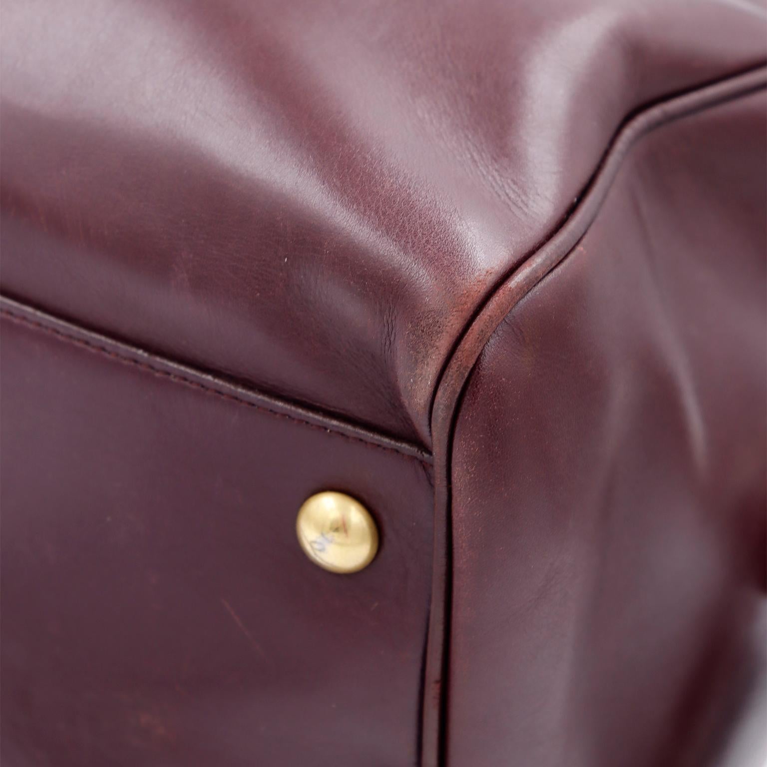 Saint Laurent Dark Burgundy Large Duffle Bag With Zip Top and Shoulder Strap 7