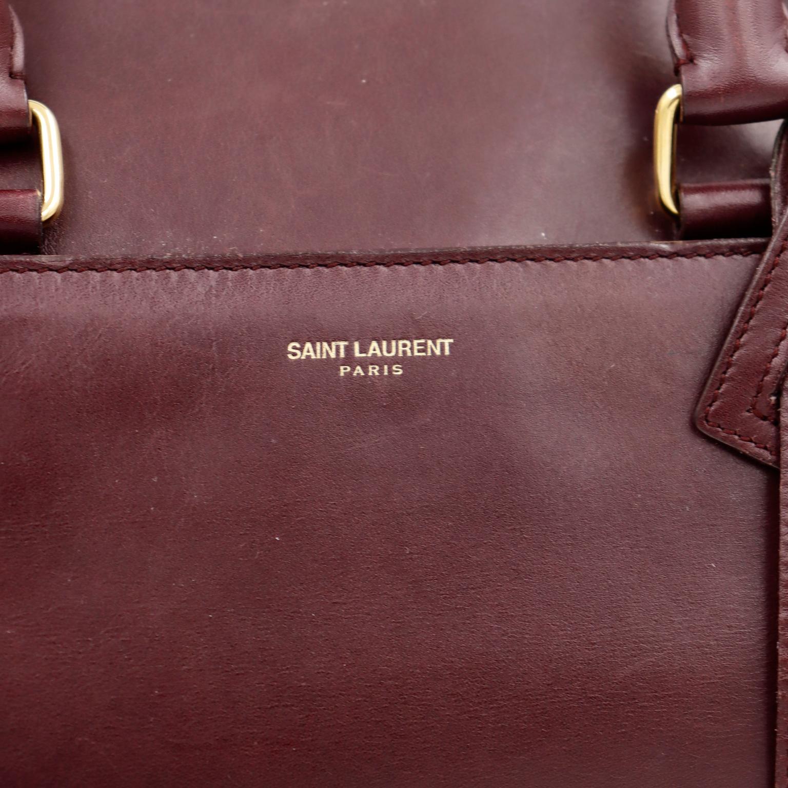 Women's Saint Laurent Dark Burgundy Large Duffle Bag With Zip Top and Shoulder Strap