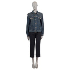 SAINT LAURENT Dark Dirty Vintage Blue cotton FITTED DENIM JEAN Jacket M