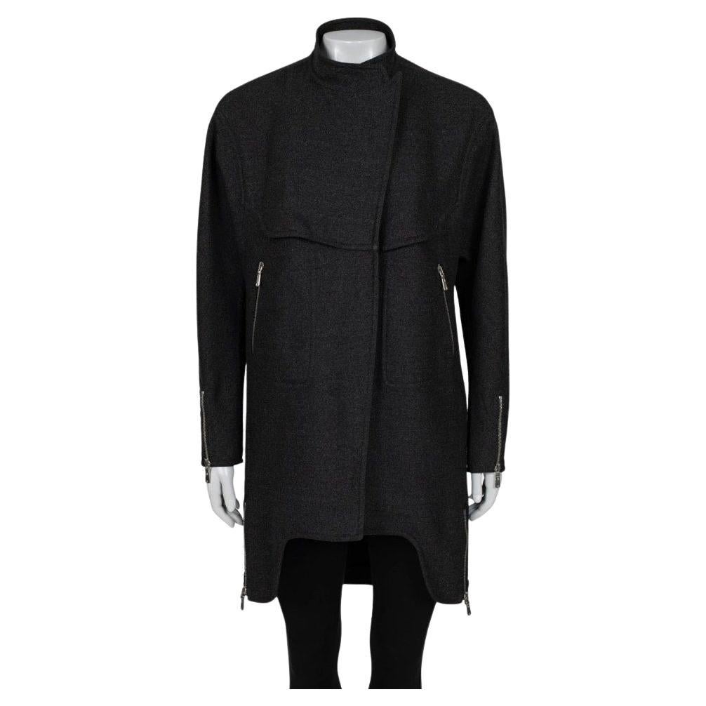 Saint Laurent Dunkelgrauer Wollmantel - Größe Medium (FR38) im Angebot
