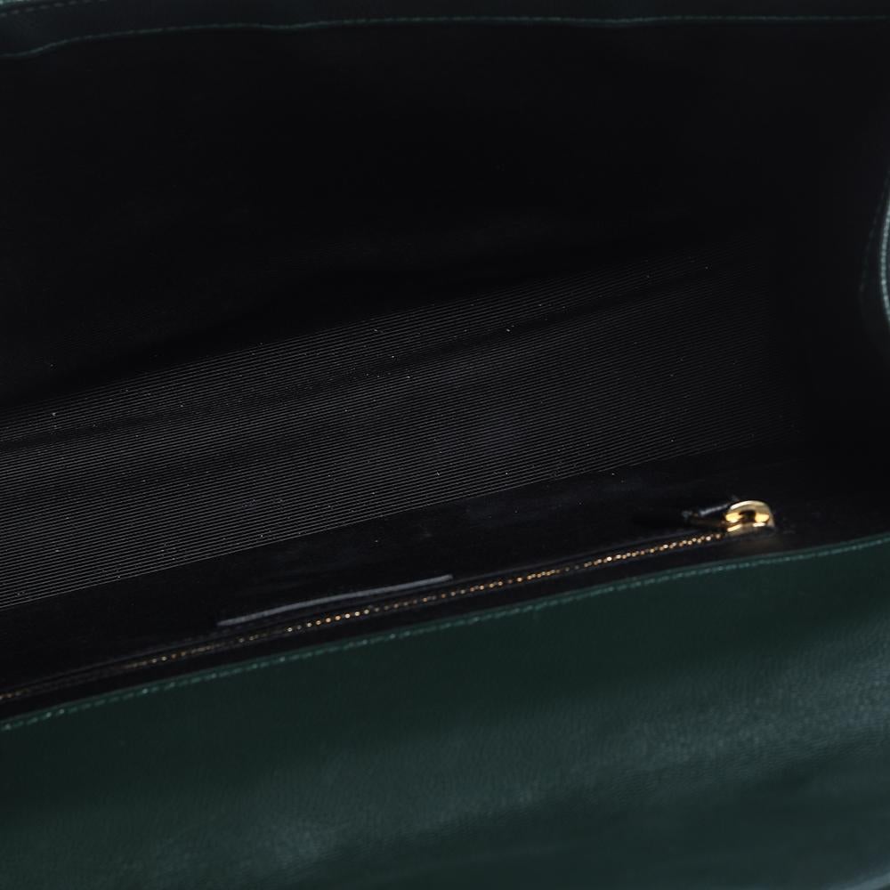 Saint Laurent Dark Green Chevron Quilted Leather Monogram Envelope Shoulder Bag 2