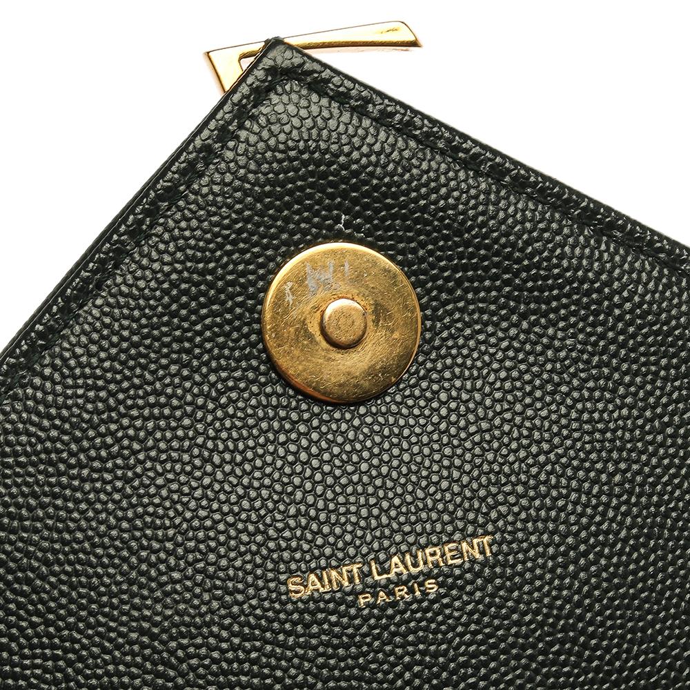 Saint Laurent Dark Green Chevron Quilted Leather Monogram Envelope Shoulder Bag 6
