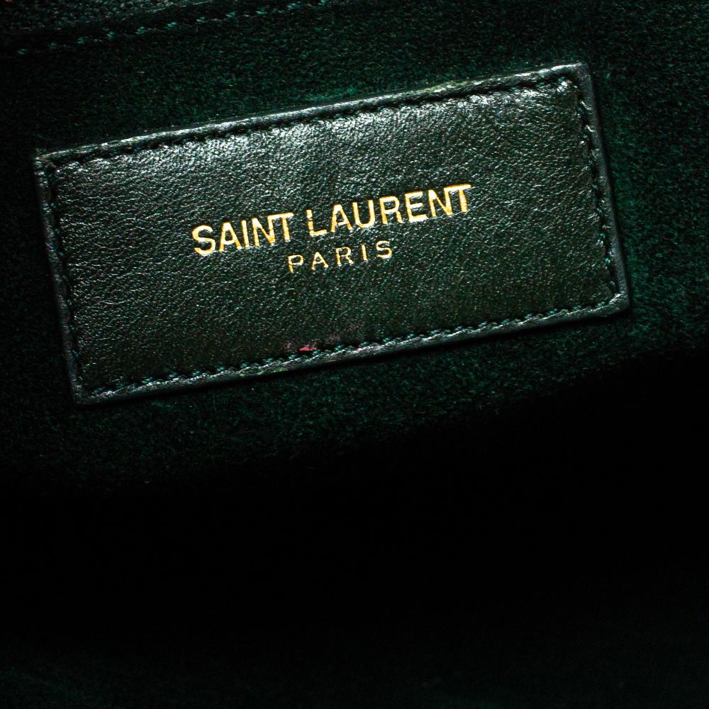 Saint Laurent Dark Green Leather Small Classic Sac De Jour Tote In Good Condition In Dubai, Al Qouz 2